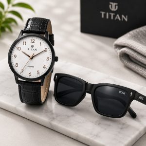 Boss sunglass & Titan watch